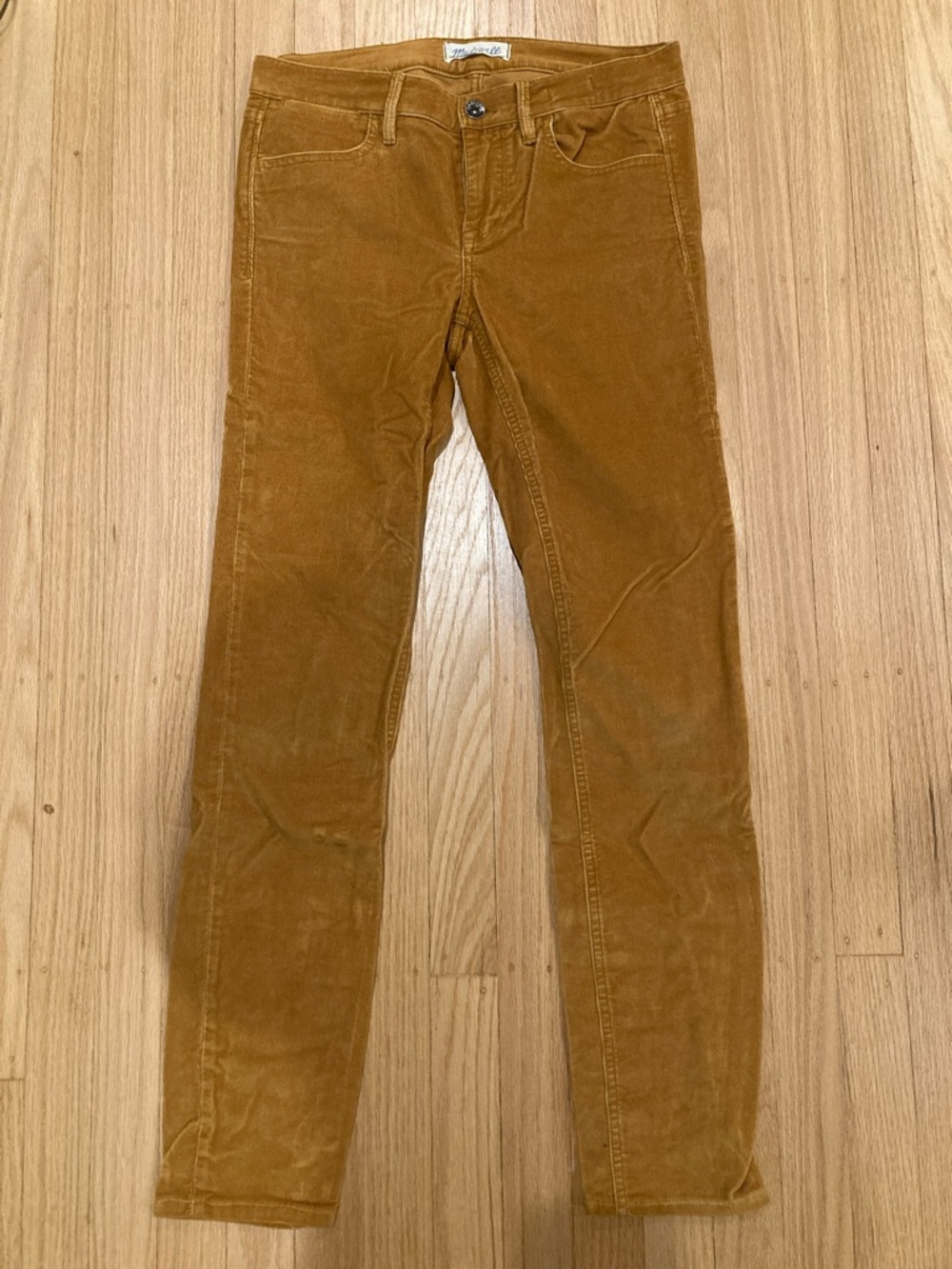 Madewell Skinny Corduroy Pants in Caramel Brown